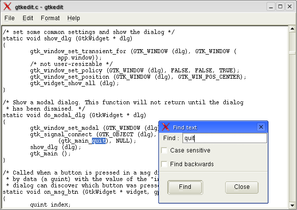 screenshot of gtkedit